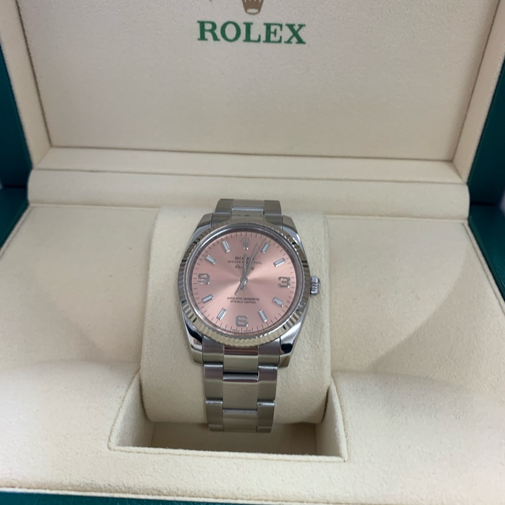 Stainless steel original Rolex Air King with Salmon dial.